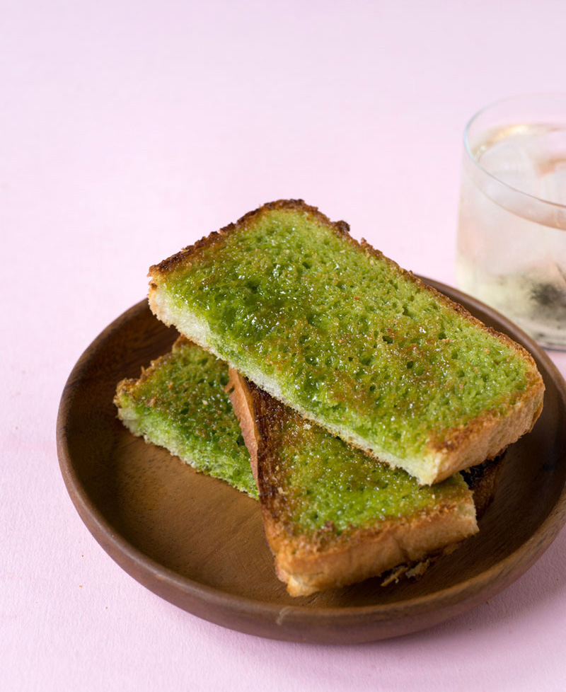 Matcha green tea toast