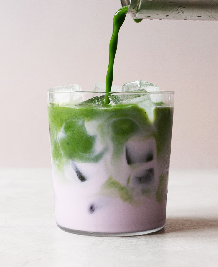 Iced matcha rose latte