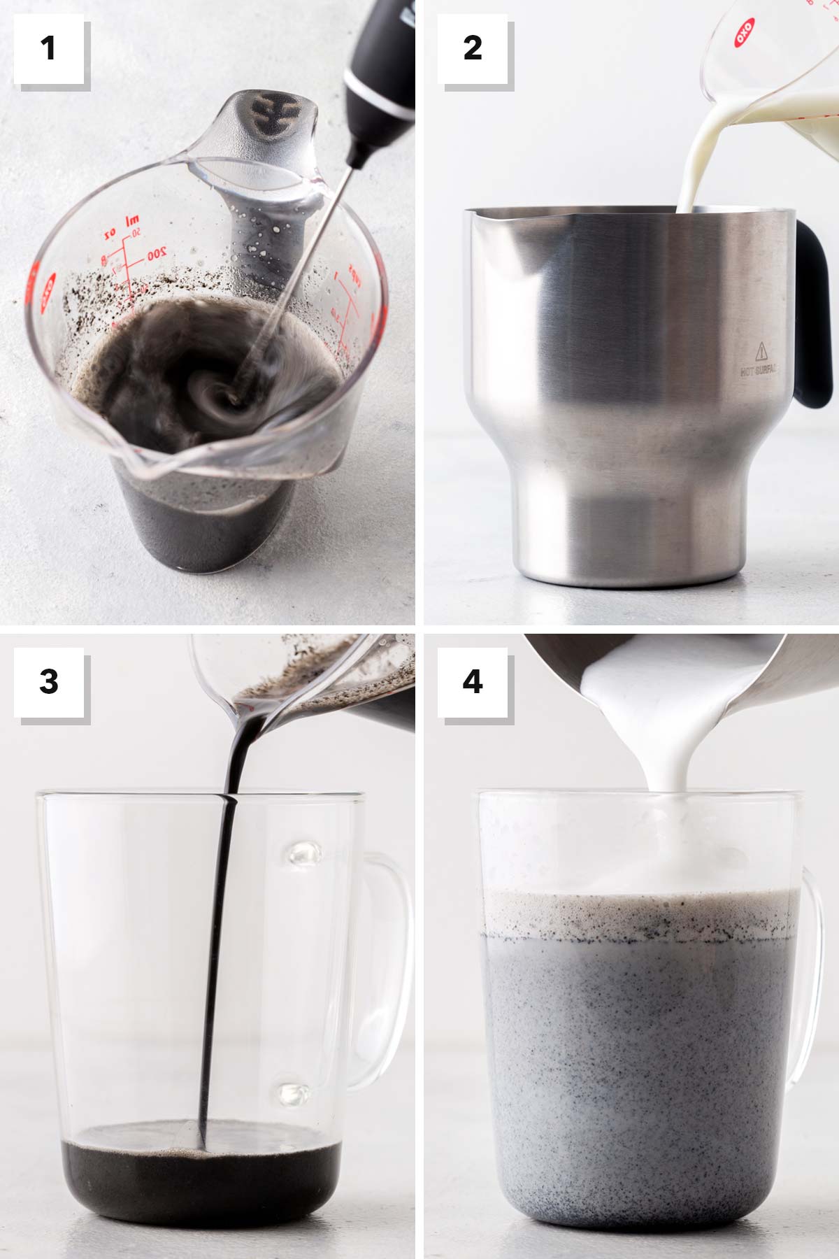Black Sesame Latte instructional steps in photos.