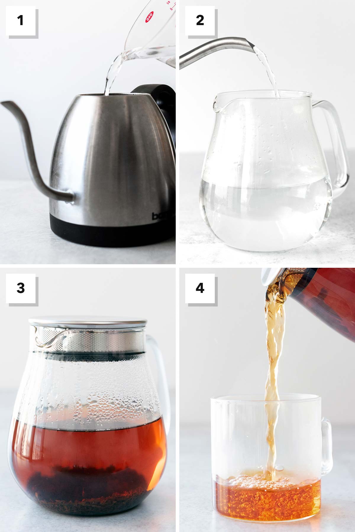 4 steps to make black tea.