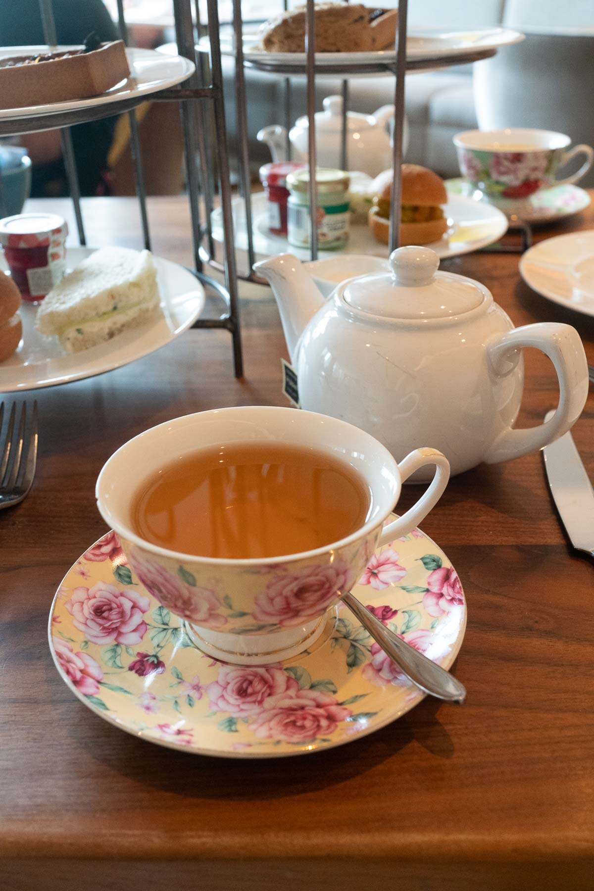 Teapot and tea cup at Bluebird London NYC.
