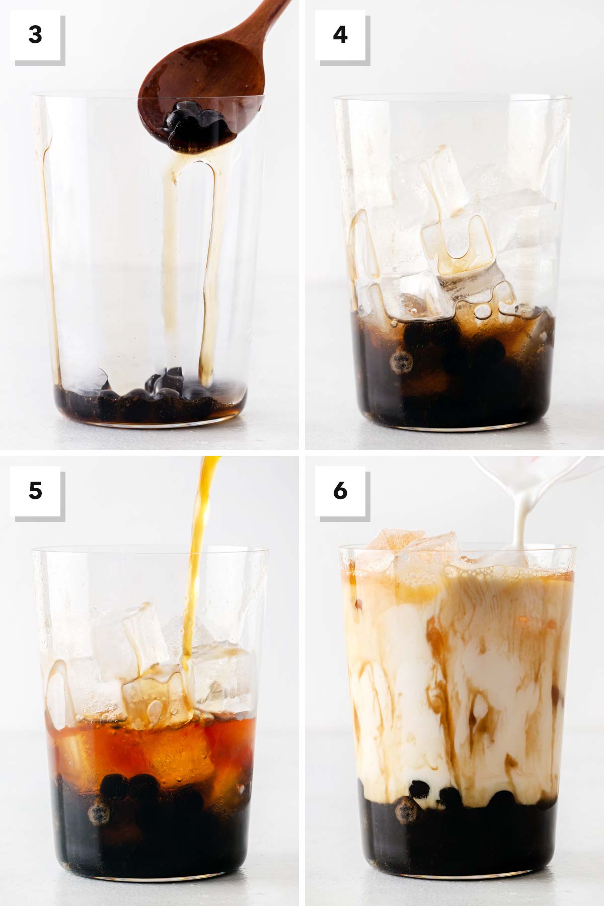 Brown Sugar Bubble Tea, steps 3 to 6 of the instructions.