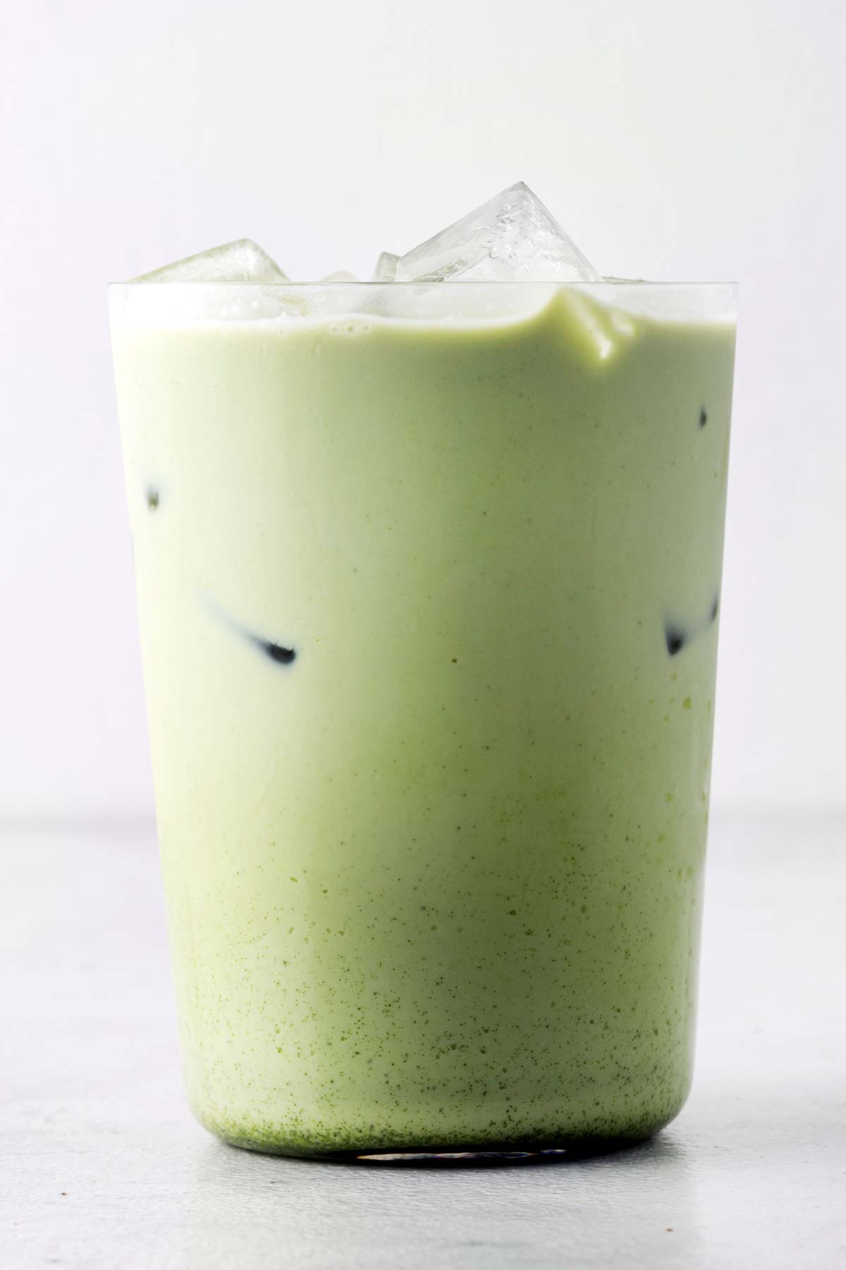 Dunkin' Iced Matcha Latte Copycat in clear glass.