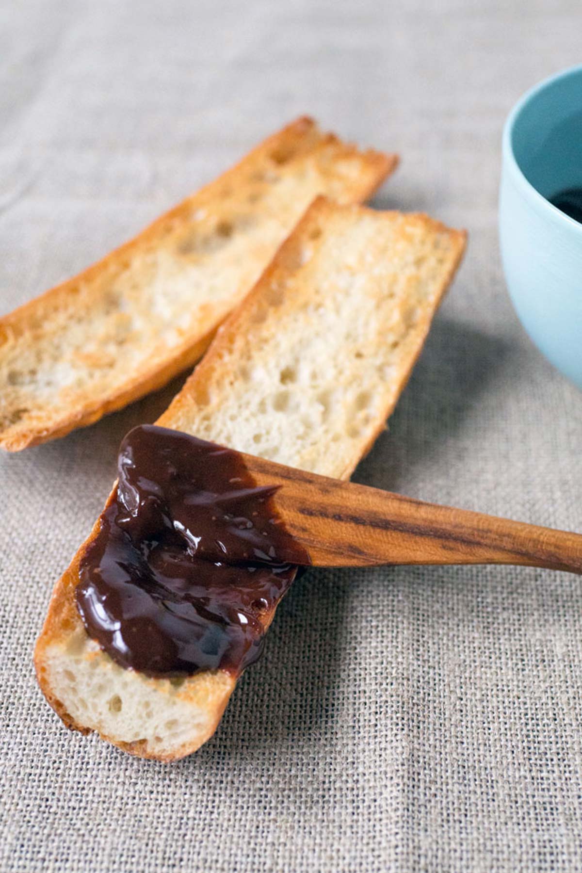 Earl Grey Chocolate Spread on a toasted baguette.