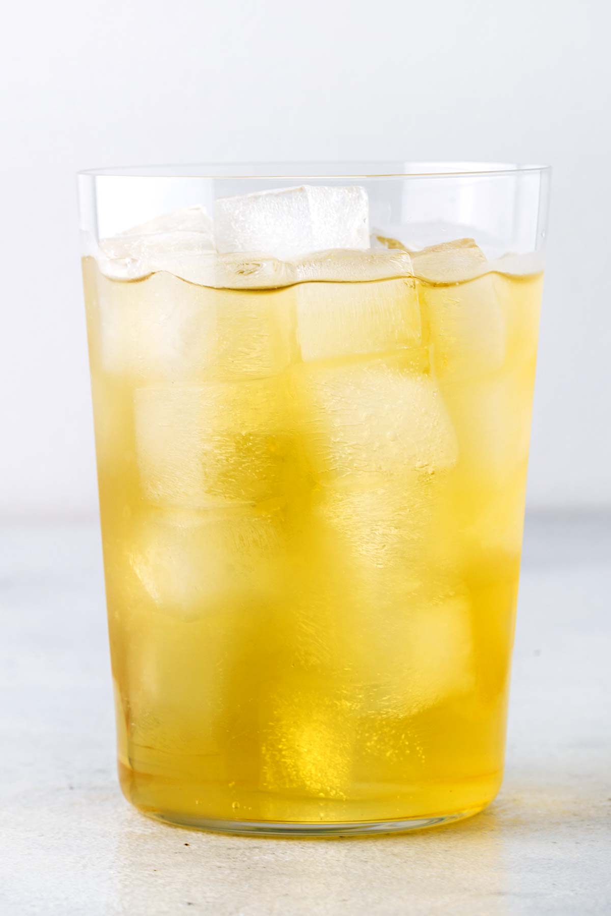 Iced Green Tea in clear glass.