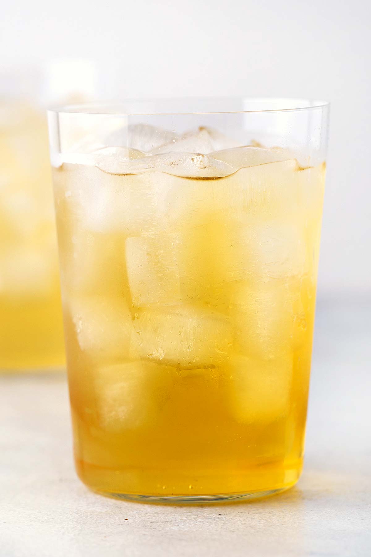 Iced Green Tea in clear glass.