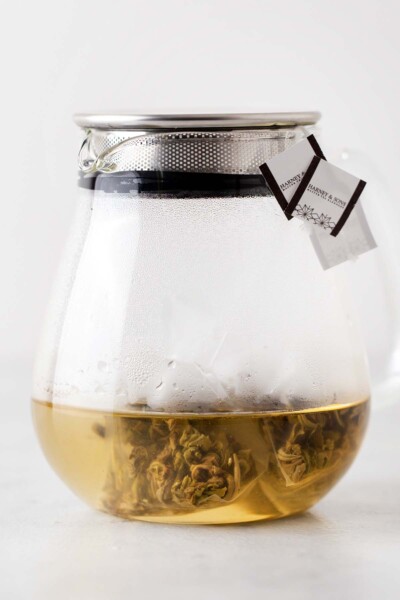 Tea steeping in a tea pot. 