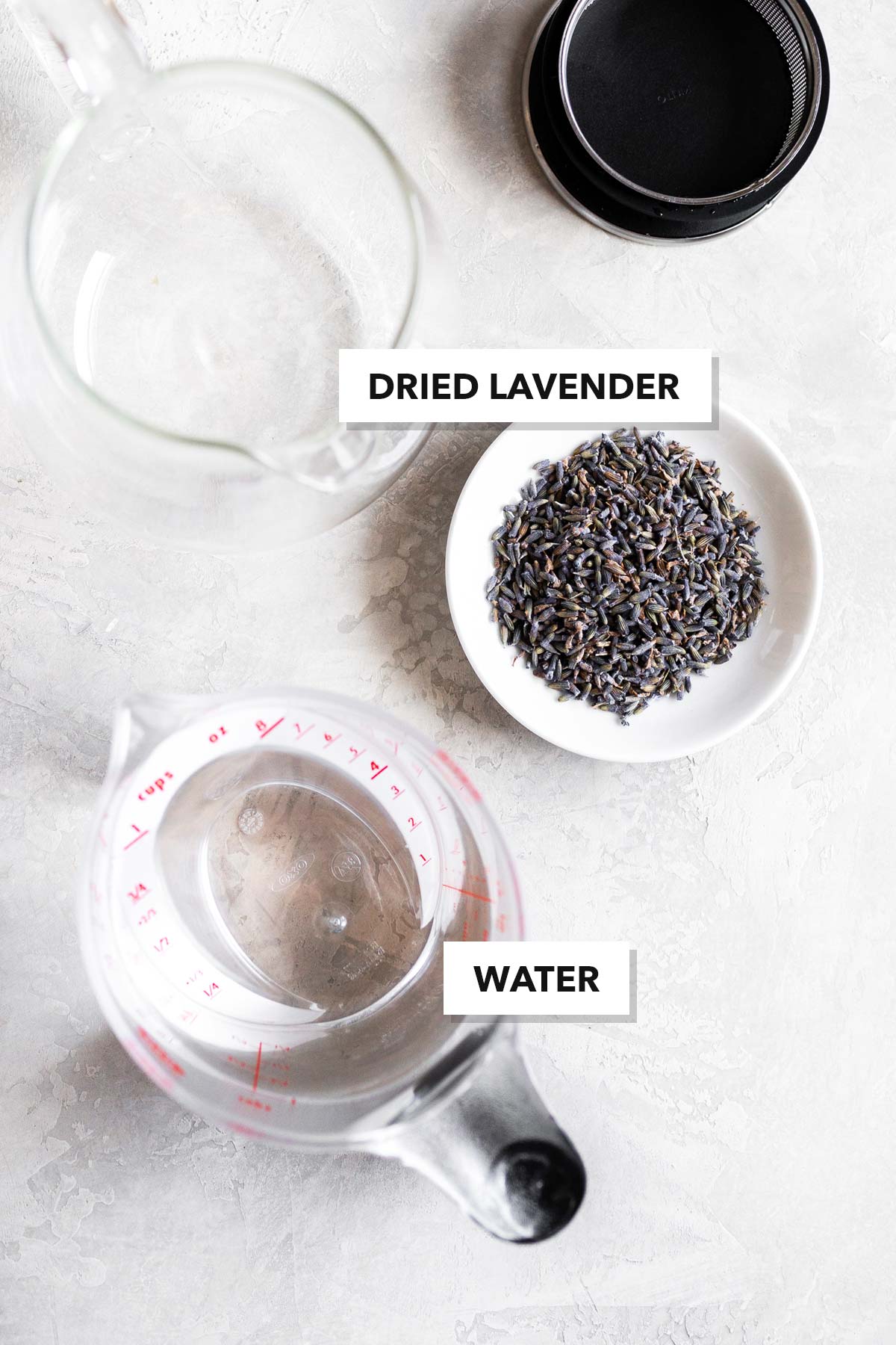 Lavender tea ingredients, labeled.