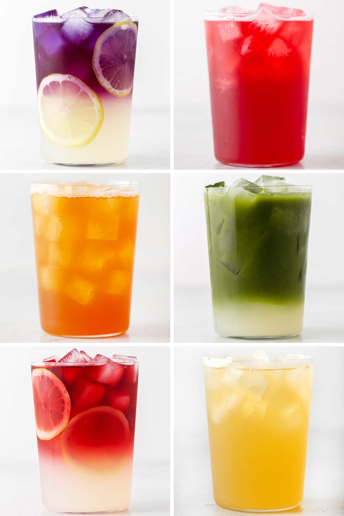 6 different lemonade drinks.