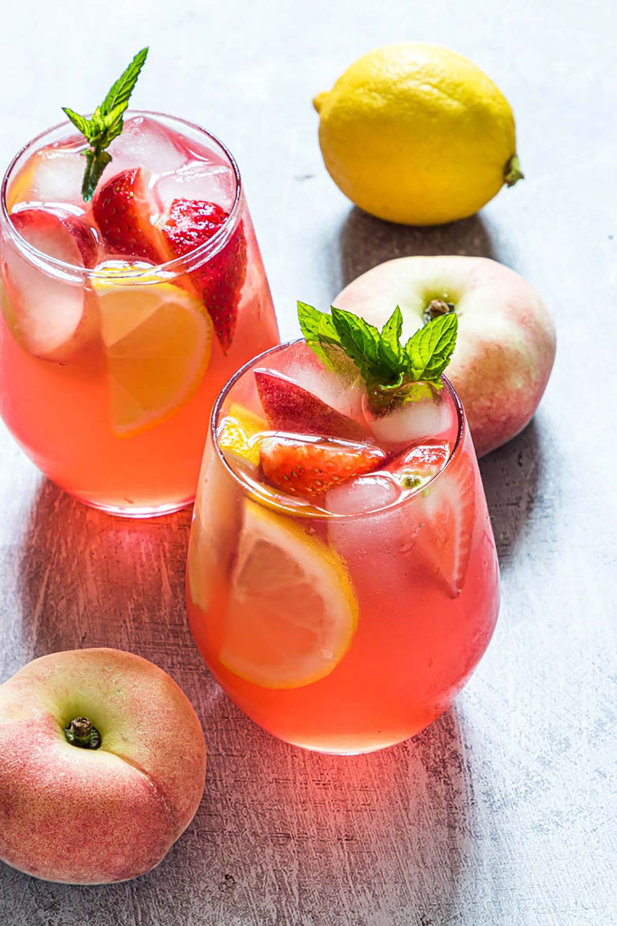 Peach lemonade in glasses.