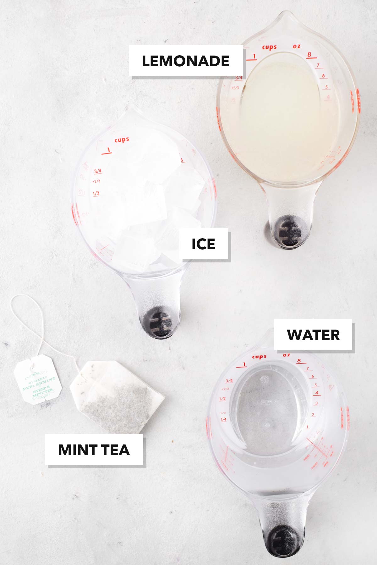 Mint Lemonade ingredients measured in cups.