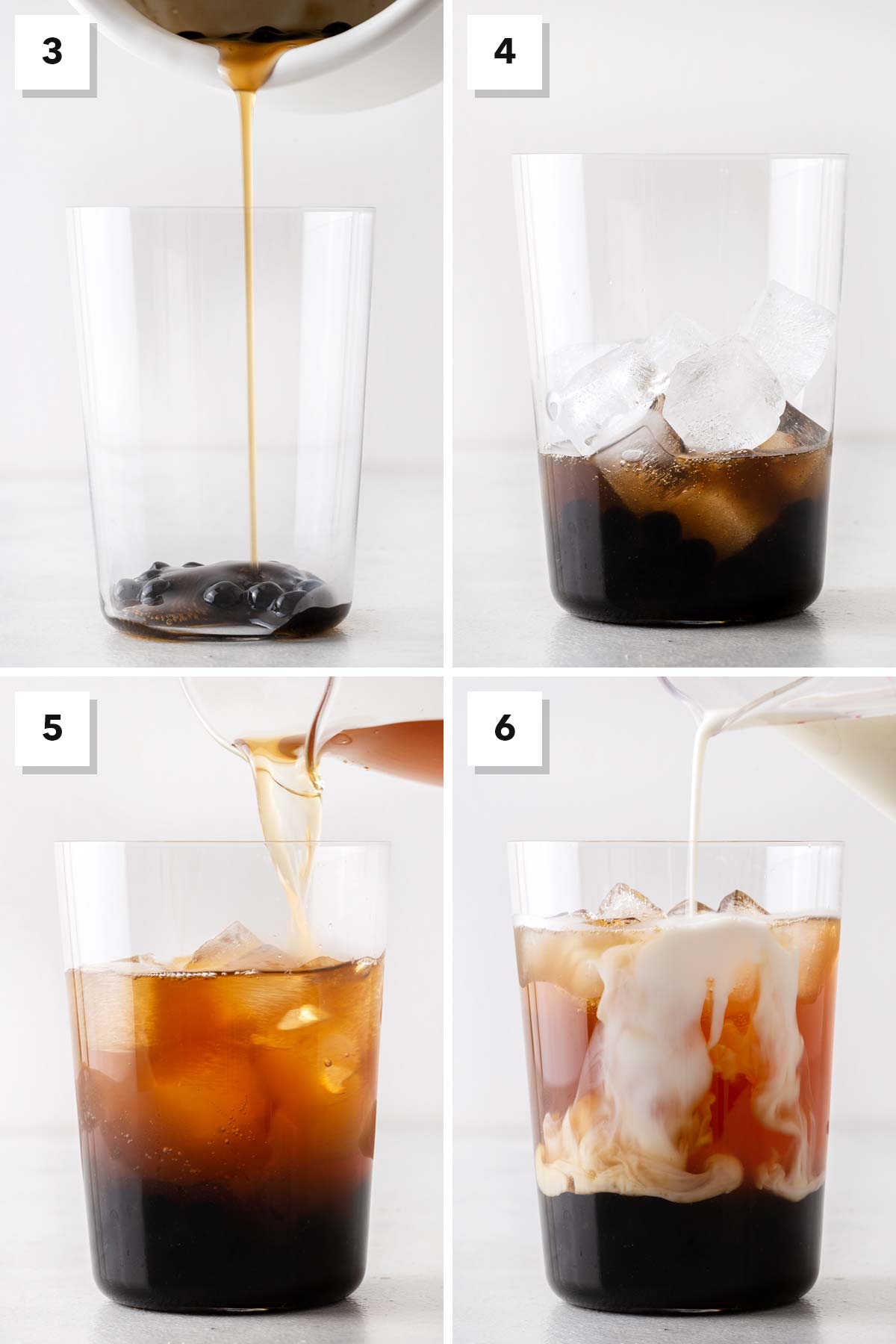 Oolong Bubble Tea recipe steps three through six, in pictures.
