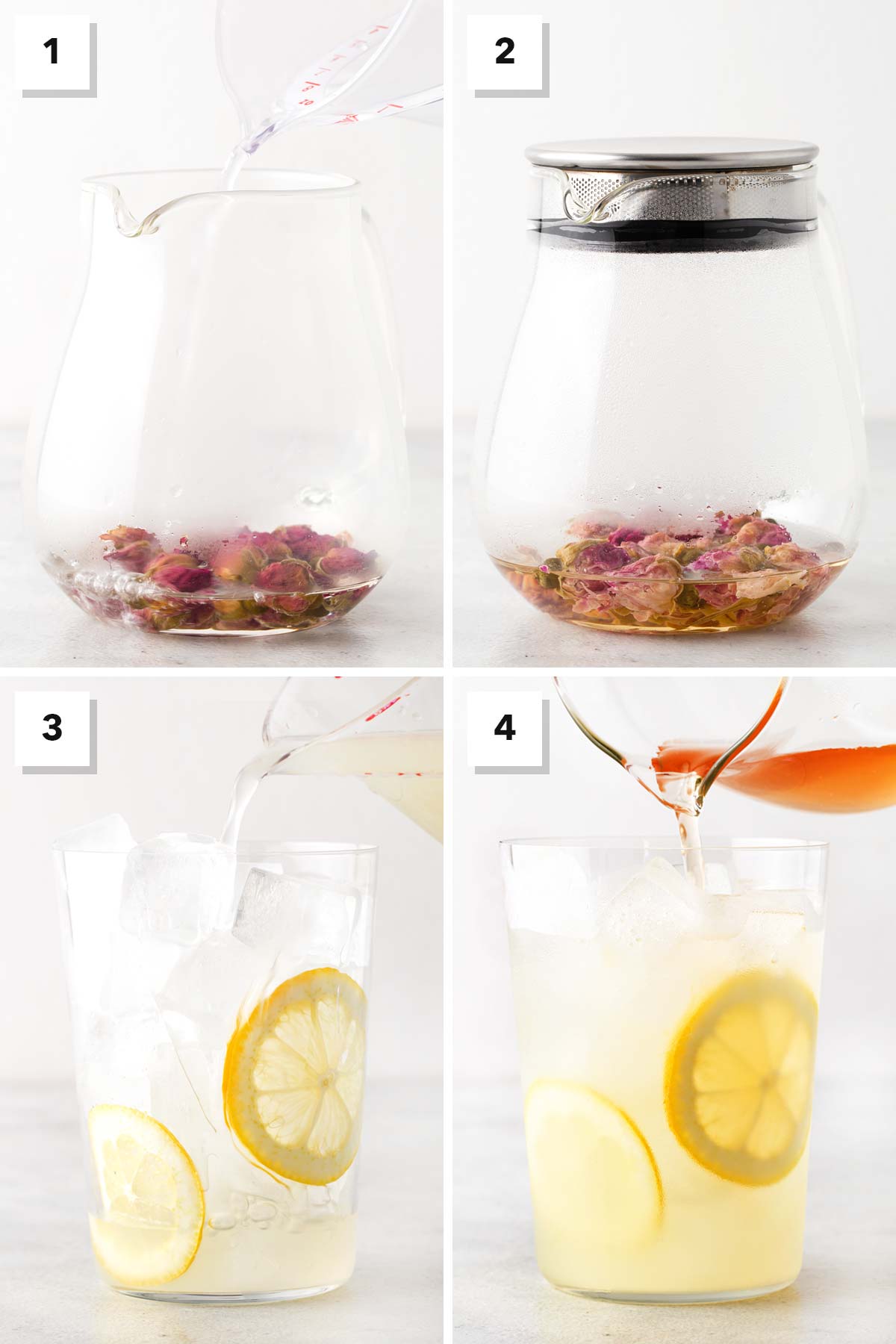 Steps to make Rose Lemonade.