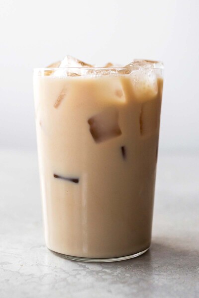 Iced chai tea latte in a cup. 