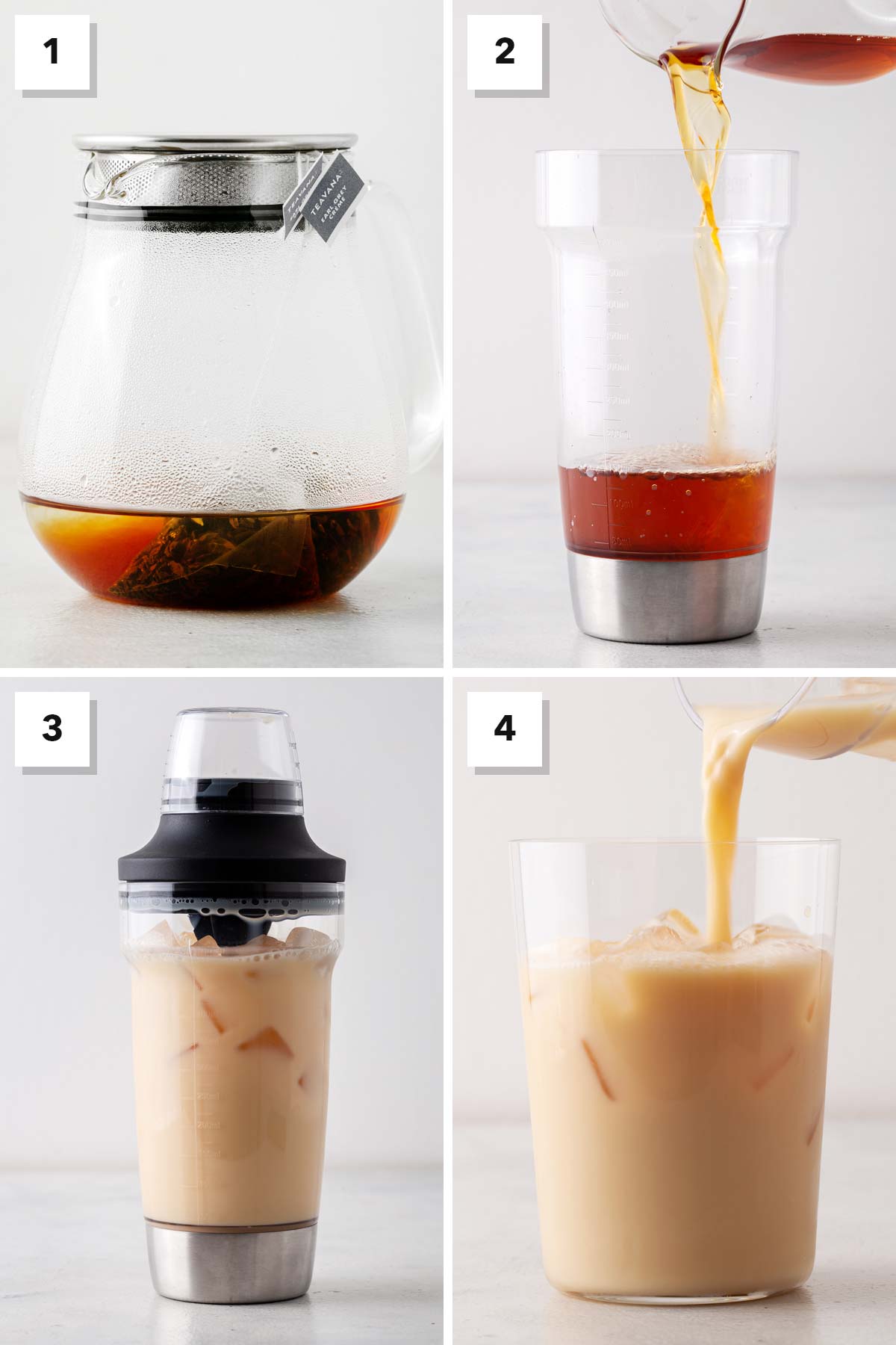 Starbucks Iced London Fog Tea Latte copycat four steps for how to make it, in photos.