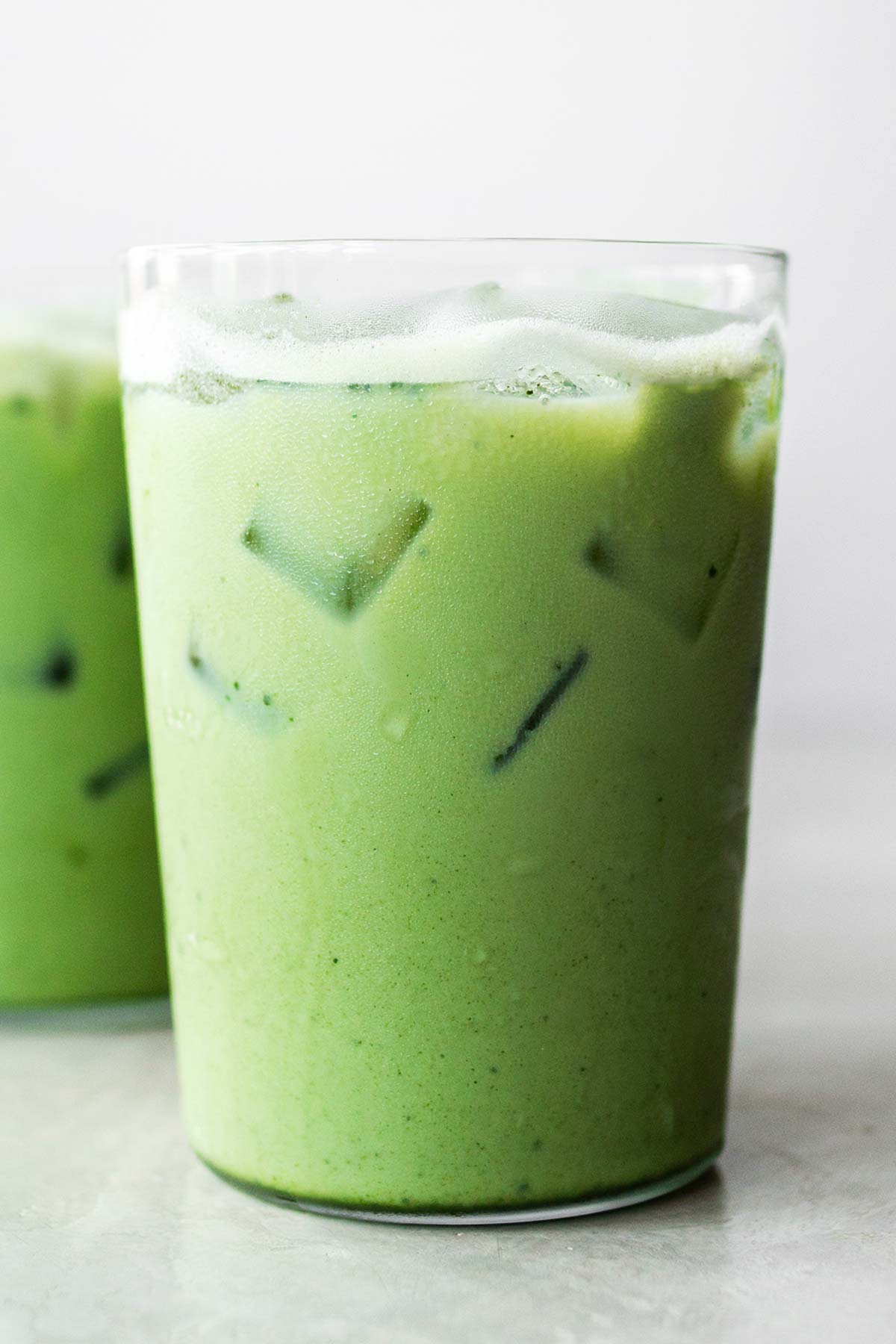 Starbucks Iced Matcha Latte Copycat in clear glass.