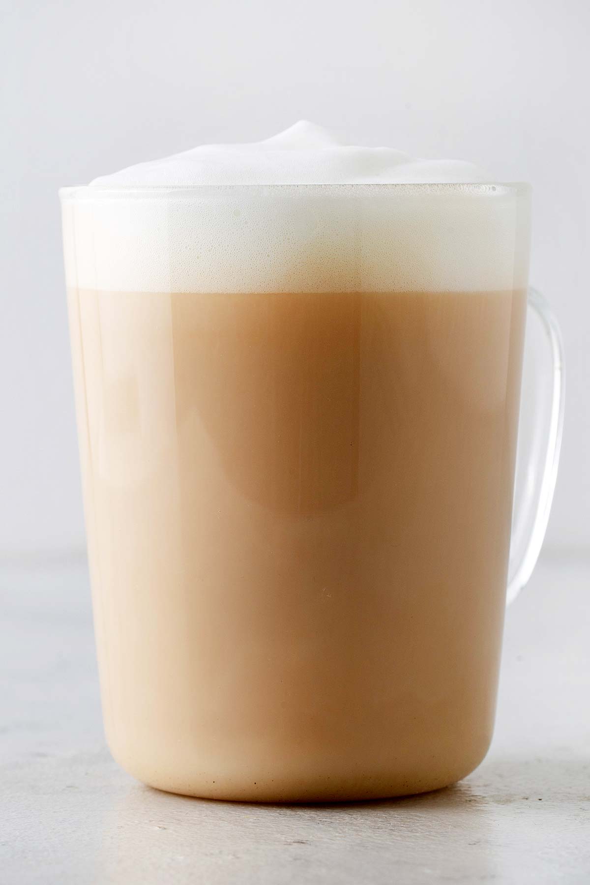Starbucks London Fog Tea Latte Copycat in a clear mug.
