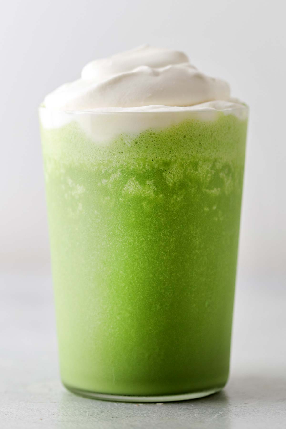Starbucks Matcha Green Tea Frappuccino Copycat in clear glass.