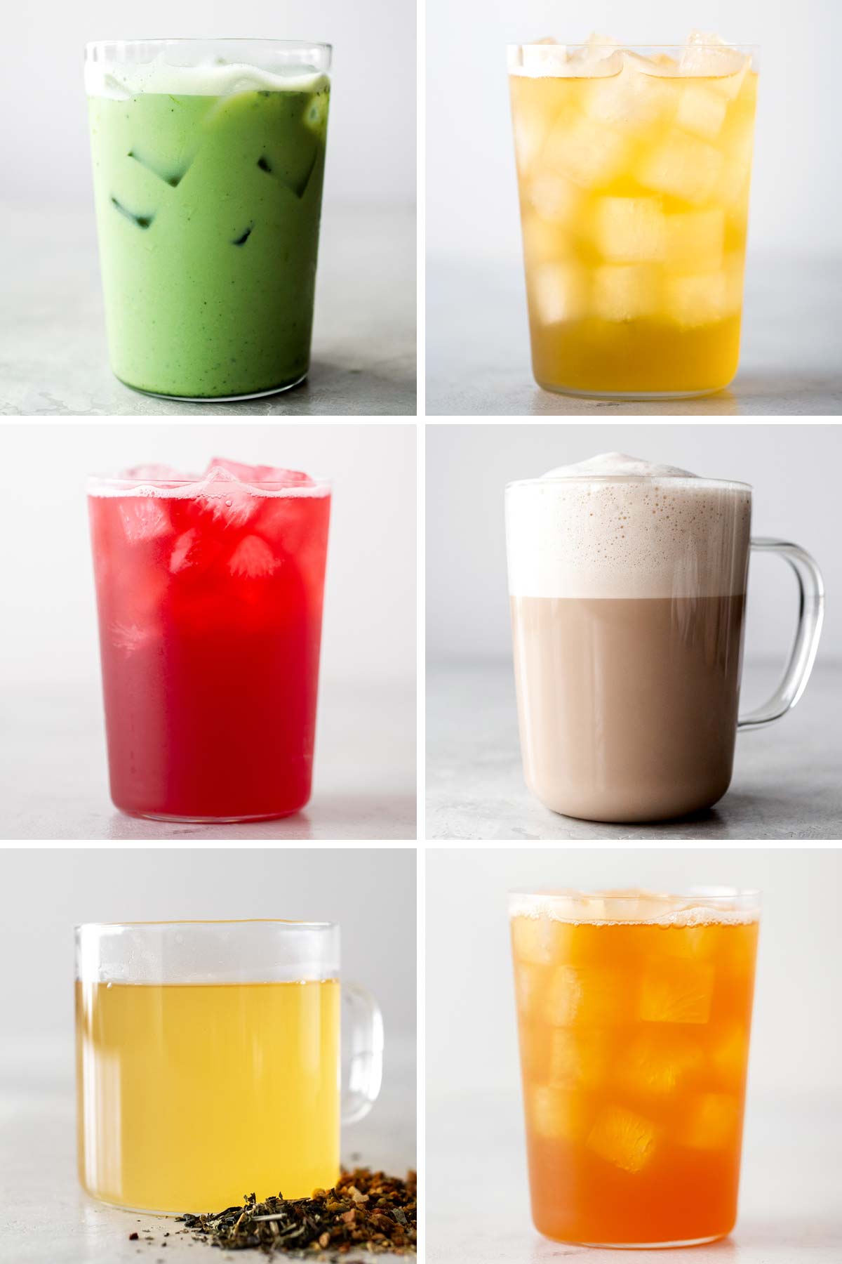 Six Starbucks copycat tea drinks.
